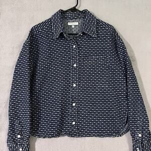 Bagatelle Collection NY Crop Jacket Blue Womens M Button Textured